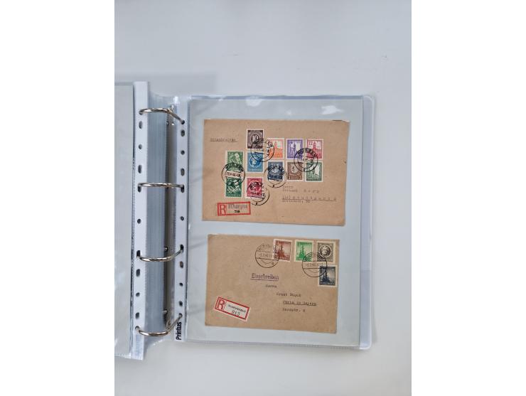 1945/49, umfangreiche Sammlung mit geschätzt 800-900 Briefen, Karten und Ganzsachen. Dabei viele R-Briefe und Satzbriefe, Bed