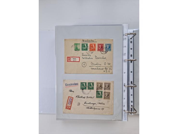 1945/49, umfangreiche Sammlung mit geschätzt 800-900 Briefen, Karten und Ganzsachen. Dabei viele R-Briefe und Satzbriefe, Bed