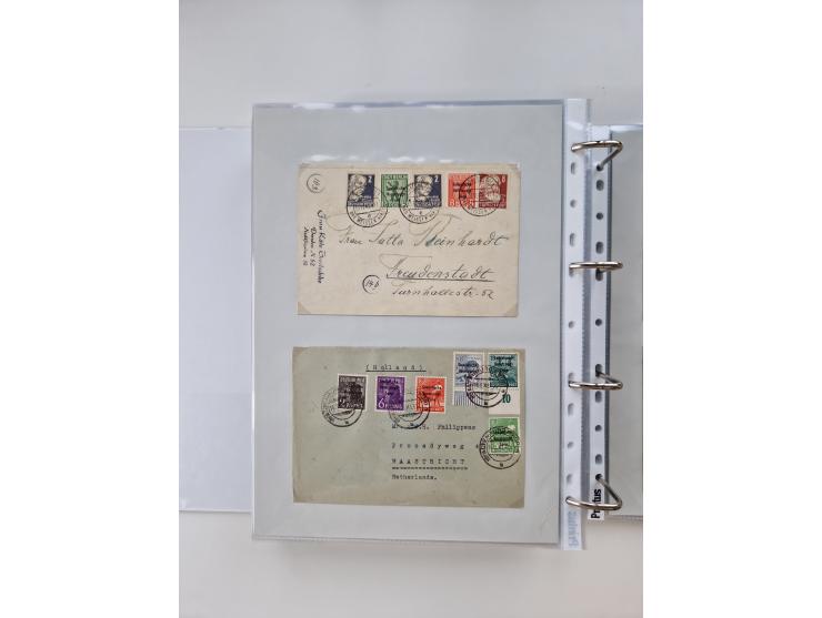 1945/49, umfangreiche Sammlung mit geschätzt 800-900 Briefen, Karten und Ganzsachen. Dabei viele R-Briefe und Satzbriefe, Bed