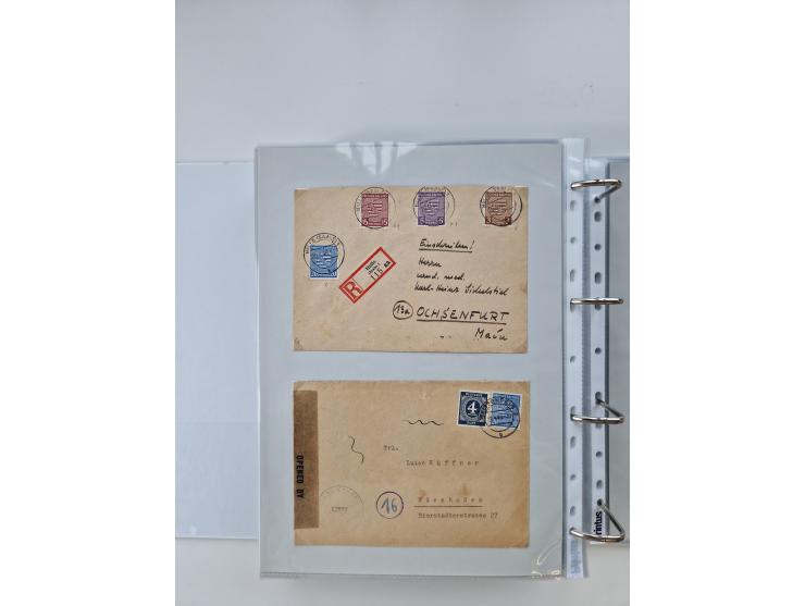 1945/49, umfangreiche Sammlung mit geschätzt 800-900 Briefen, Karten und Ganzsachen. Dabei viele R-Briefe und Satzbriefe, Bed