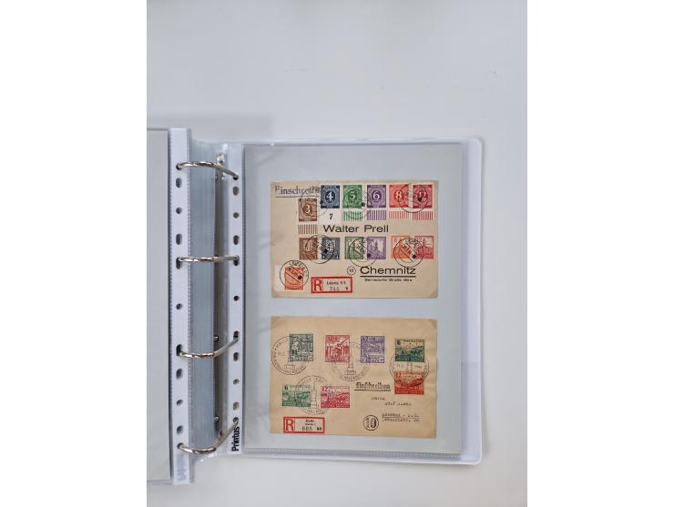 1945/49, umfangreiche Sammlung mit geschätzt 800-900 Briefen, Karten und Ganzsachen. Dabei viele R-Briefe und Satzbriefe, Bed