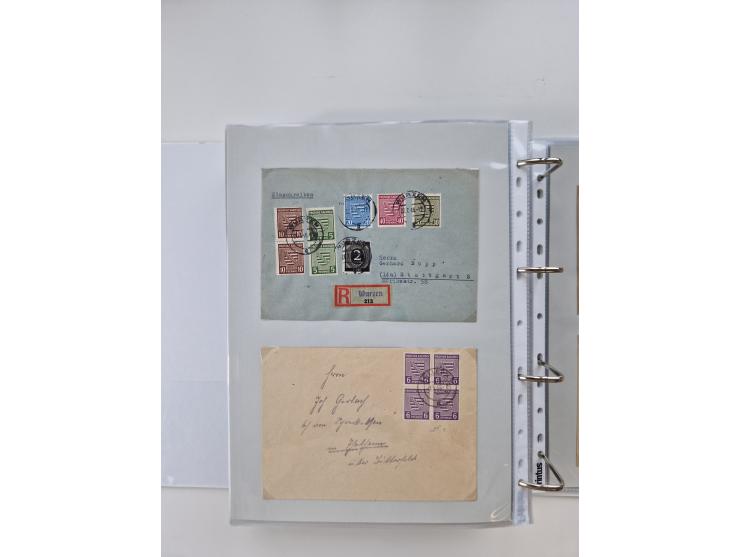 1945/49, umfangreiche Sammlung mit geschätzt 800-900 Briefen, Karten und Ganzsachen. Dabei viele R-Briefe und Satzbriefe, Bed