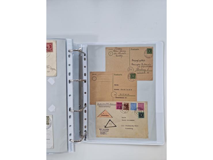 1945/49, umfangreiche Sammlung mit geschätzt 800-900 Briefen, Karten und Ganzsachen. Dabei viele R-Briefe und Satzbriefe, Bed