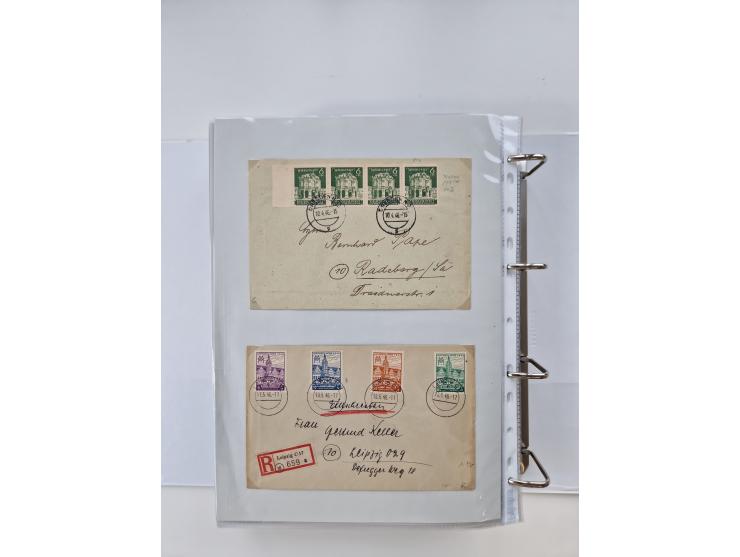 1945/49, umfangreiche Sammlung mit geschätzt 800-900 Briefen, Karten und Ganzsachen. Dabei viele R-Briefe und Satzbriefe, Bed