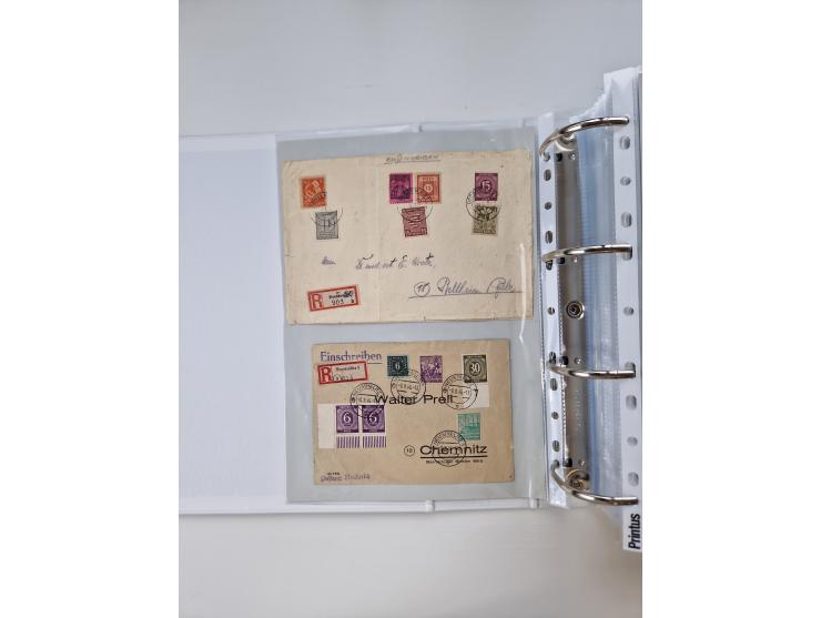 1945/49, umfangreiche Sammlung mit geschätzt 800-900 Briefen, Karten und Ganzsachen. Dabei viele R-Briefe und Satzbriefe, Bed