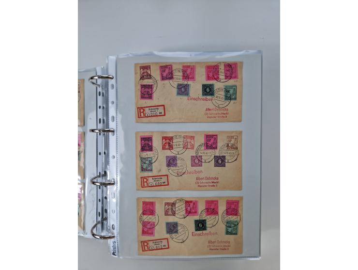 1945/49, umfangreiche Sammlung mit geschätzt 800-900 Briefen, Karten und Ganzsachen. Dabei viele R-Briefe und Satzbriefe, Bed