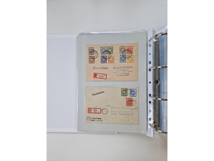 1945/49, umfangreiche Sammlung mit geschätzt 800-900 Briefen, Karten und Ganzsachen. Dabei viele R-Briefe und Satzbriefe, Bed