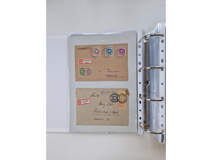 1945/49, umfangreiche Sammlung mit geschätzt 800-900 Briefen, Karten und Ganzsachen. Dabei viele R-Briefe und Satzbriefe, Bed