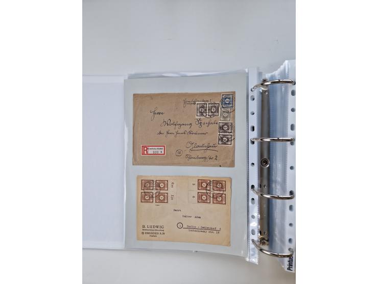 1945/49, umfangreiche Sammlung mit geschätzt 800-900 Briefen, Karten und Ganzsachen. Dabei viele R-Briefe und Satzbriefe, Bed
