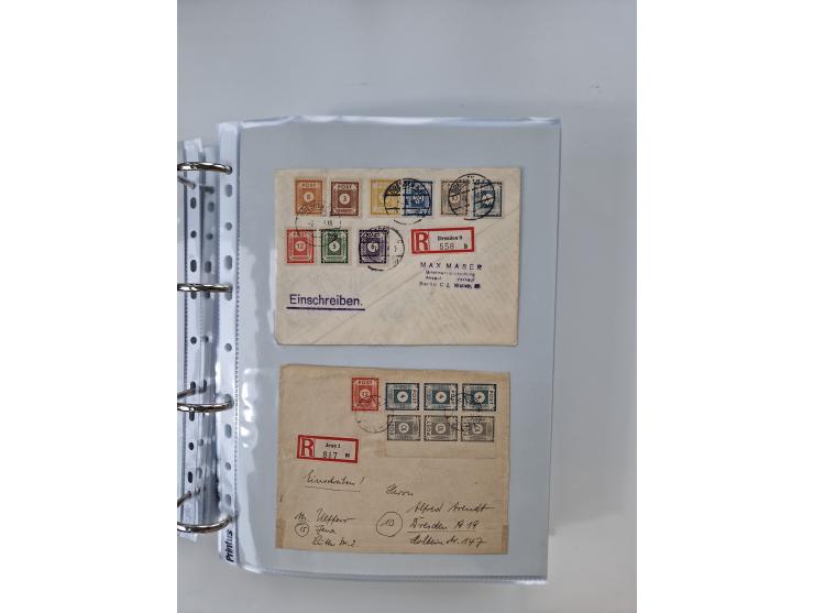 1945/49, umfangreiche Sammlung mit geschätzt 800-900 Briefen, Karten und Ganzsachen. Dabei viele R-Briefe und Satzbriefe, Bed
