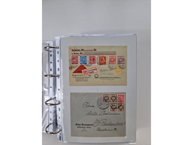 1945/49, umfangreiche Sammlung mit geschätzt 800-900 Briefen, Karten und Ganzsachen. Dabei viele R-Briefe und Satzbriefe, Bed