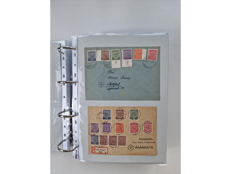 1945/49, umfangreiche Sammlung mit geschätzt 800-900 Briefen, Karten und Ganzsachen. Dabei viele R-Briefe und Satzbriefe, Bed