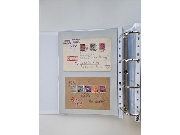 1945/49, umfangreiche Sammlung mit geschätzt 800-900 Briefen, Karten und Ganzsachen. Dabei viele R-Briefe und Satzbriefe, Bed
