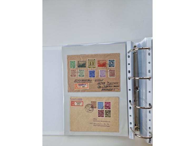 1945/49, umfangreiche Sammlung mit geschätzt 800-900 Briefen, Karten und Ganzsachen. Dabei viele R-Briefe und Satzbriefe, Bed