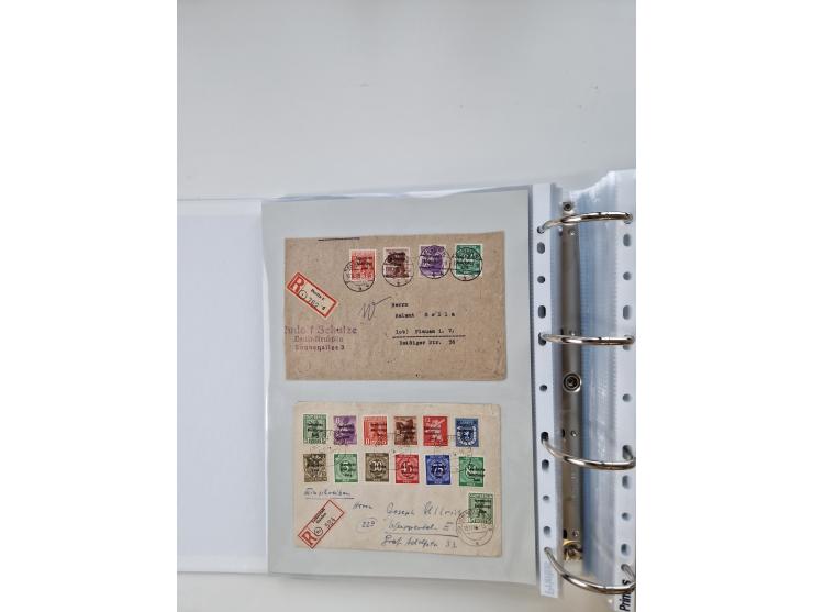 1945/49, umfangreiche Sammlung mit geschätzt 800-900 Briefen, Karten und Ganzsachen. Dabei viele R-Briefe und Satzbriefe, Bed