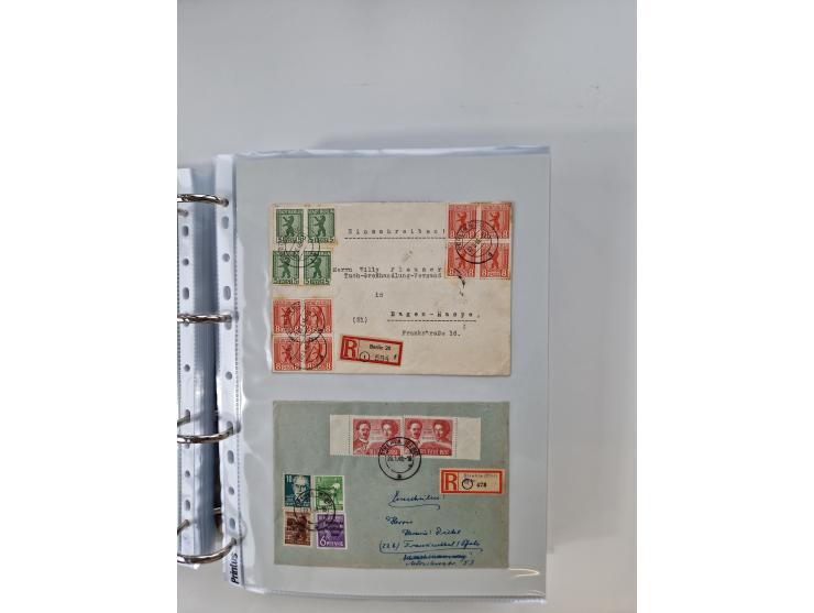 1945/49, umfangreiche Sammlung mit geschätzt 800-900 Briefen, Karten und Ganzsachen. Dabei viele R-Briefe und Satzbriefe, Bed