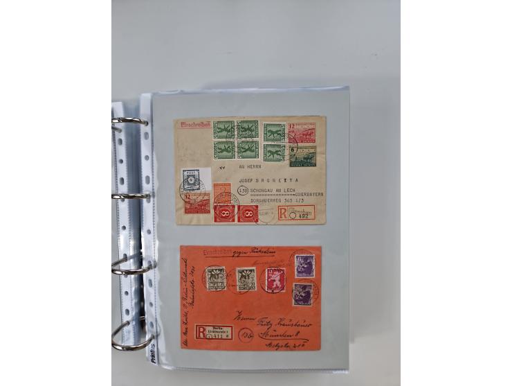 1945/49, umfangreiche Sammlung mit geschätzt 800-900 Briefen, Karten und Ganzsachen. Dabei viele R-Briefe und Satzbriefe, Bed