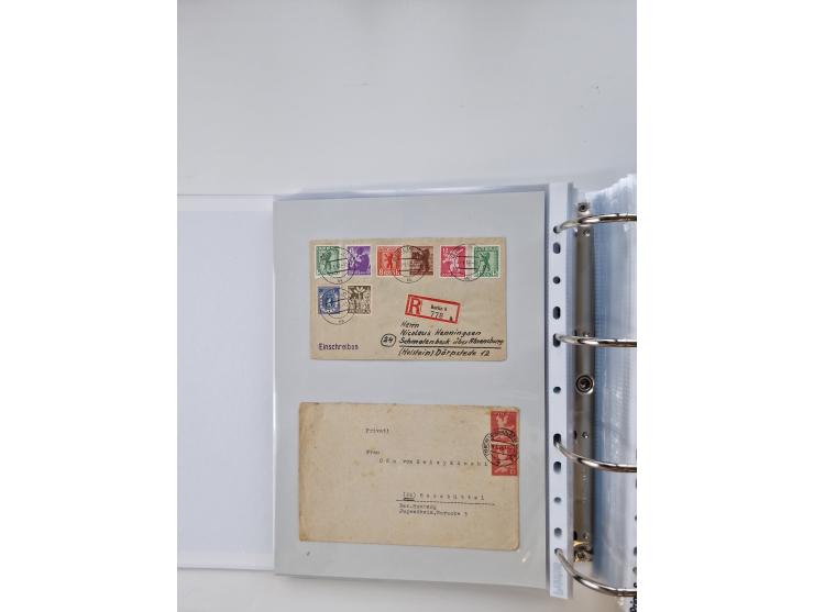 1945/49, umfangreiche Sammlung mit geschätzt 800-900 Briefen, Karten und Ganzsachen. Dabei viele R-Briefe und Satzbriefe, Bed