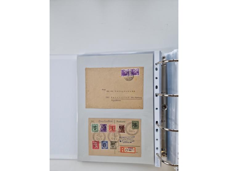 1945/49, umfangreiche Sammlung mit geschätzt 800-900 Briefen, Karten und Ganzsachen. Dabei viele R-Briefe und Satzbriefe, Bed