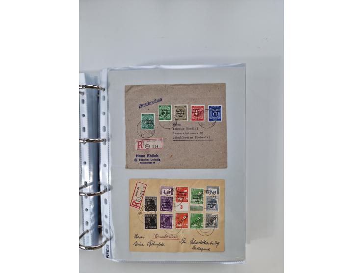 1945/49, umfangreiche Sammlung mit geschätzt 800-900 Briefen, Karten und Ganzsachen. Dabei viele R-Briefe und Satzbriefe, Bed