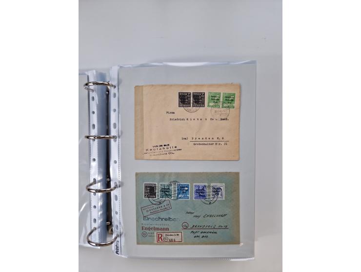 1945/49, umfangreiche Sammlung mit geschätzt 800-900 Briefen, Karten und Ganzsachen. Dabei viele R-Briefe und Satzbriefe, Bed