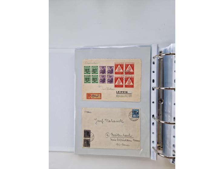 1945/49, umfangreiche Sammlung mit geschätzt 800-900 Briefen, Karten und Ganzsachen. Dabei viele R-Briefe und Satzbriefe, Bed
