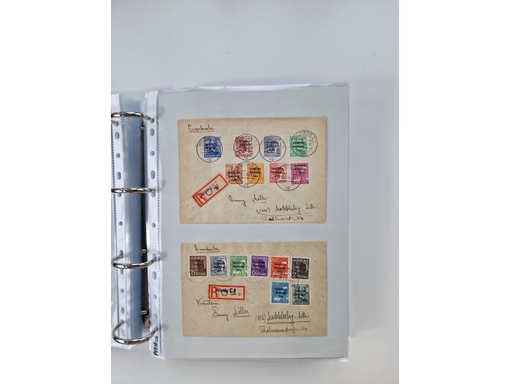 1945/49, umfangreiche Sammlung mit geschätzt 800-900 Briefen, Karten und Ganzsachen. Dabei viele R-Briefe und Satzbriefe, Bed