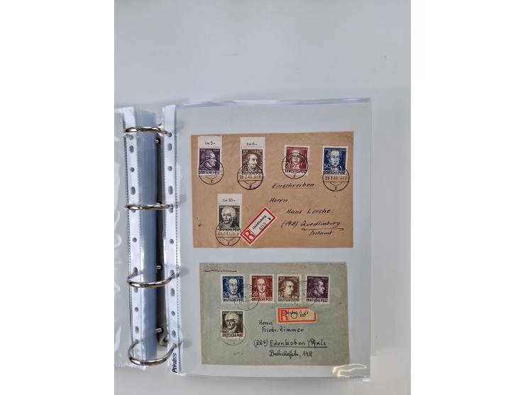 1945/49, umfangreiche Sammlung mit geschätzt 800-900 Briefen, Karten und Ganzsachen. Dabei viele R-Briefe und Satzbriefe, Bed