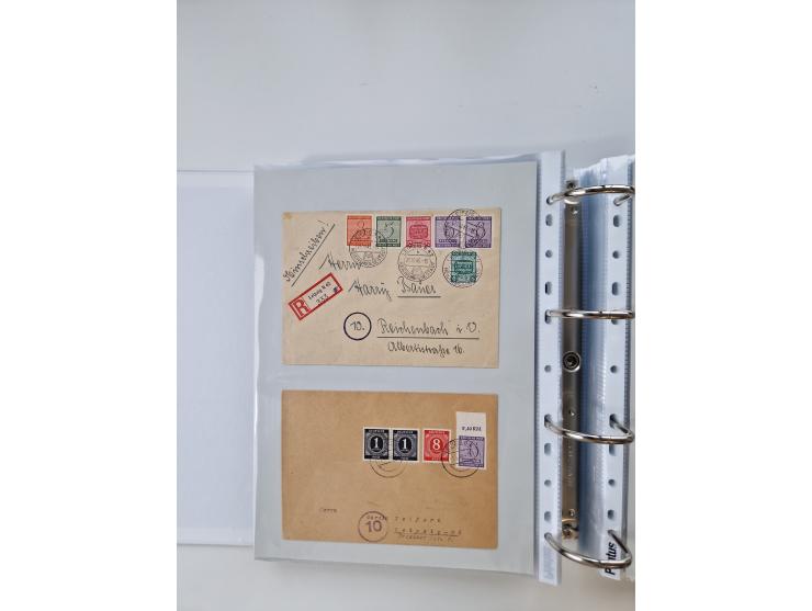 1945/49, umfangreiche Sammlung mit geschätzt 800-900 Briefen, Karten und Ganzsachen. Dabei viele R-Briefe und Satzbriefe, Bed