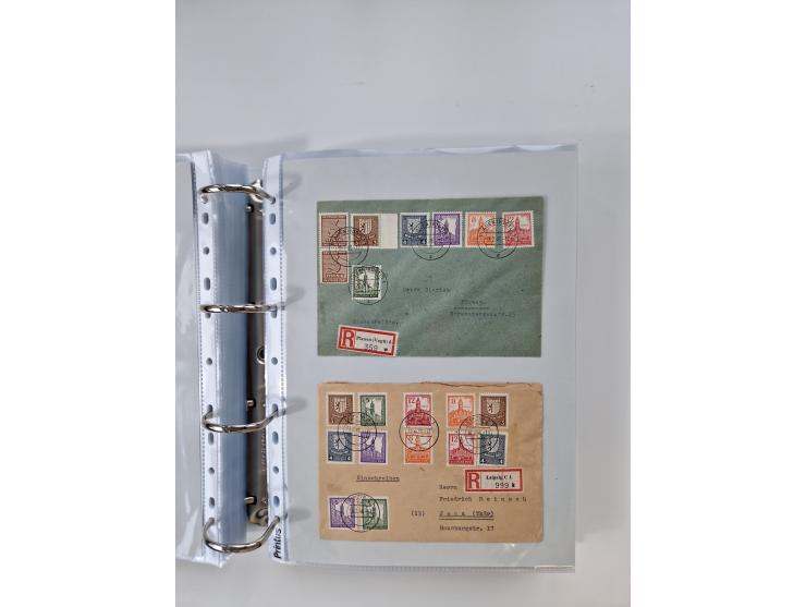 1945/49, umfangreiche Sammlung mit geschätzt 800-900 Briefen, Karten und Ganzsachen. Dabei viele R-Briefe und Satzbriefe, Bed