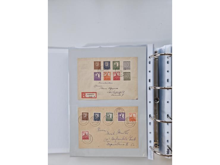 1945/49, umfangreiche Sammlung mit geschätzt 800-900 Briefen, Karten und Ganzsachen. Dabei viele R-Briefe und Satzbriefe, Bed