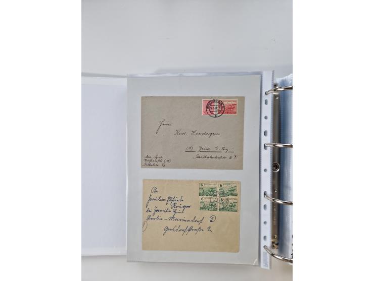 1945/49, umfangreiche Sammlung mit geschätzt 800-900 Briefen, Karten und Ganzsachen. Dabei viele R-Briefe und Satzbriefe, Bed