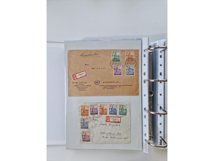 1945/49, umfangreiche Sammlung mit geschätzt 800-900 Briefen, Karten und Ganzsachen. Dabei viele R-Briefe und Satzbriefe, Bed