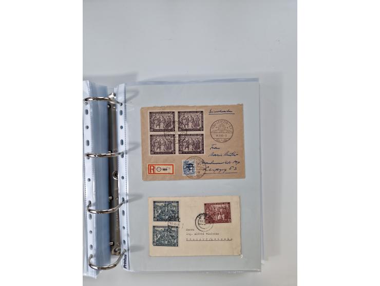 1945/49, umfangreiche Sammlung mit geschätzt 800-900 Briefen, Karten und Ganzsachen. Dabei viele R-Briefe und Satzbriefe, Bed