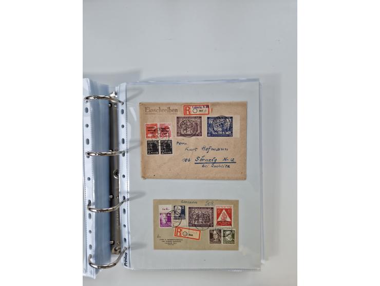 1945/49, umfangreiche Sammlung mit geschätzt 800-900 Briefen, Karten und Ganzsachen. Dabei viele R-Briefe und Satzbriefe, Bed