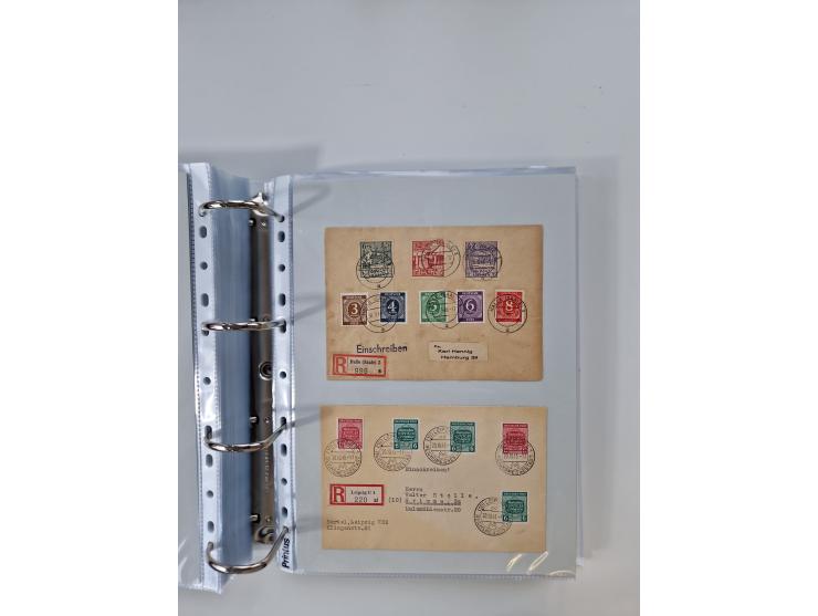 1945/49, umfangreiche Sammlung mit geschätzt 800-900 Briefen, Karten und Ganzsachen. Dabei viele R-Briefe und Satzbriefe, Bed