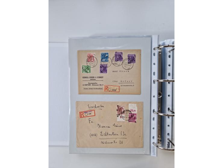 1945/49, umfangreiche Sammlung mit geschätzt 800-900 Briefen, Karten und Ganzsachen. Dabei viele R-Briefe und Satzbriefe, Bed