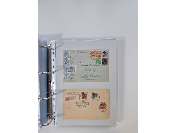 1945/49, umfangreiche Sammlung mit geschätzt 800-900 Briefen, Karten und Ganzsachen. Dabei viele R-Briefe und Satzbriefe, Bed