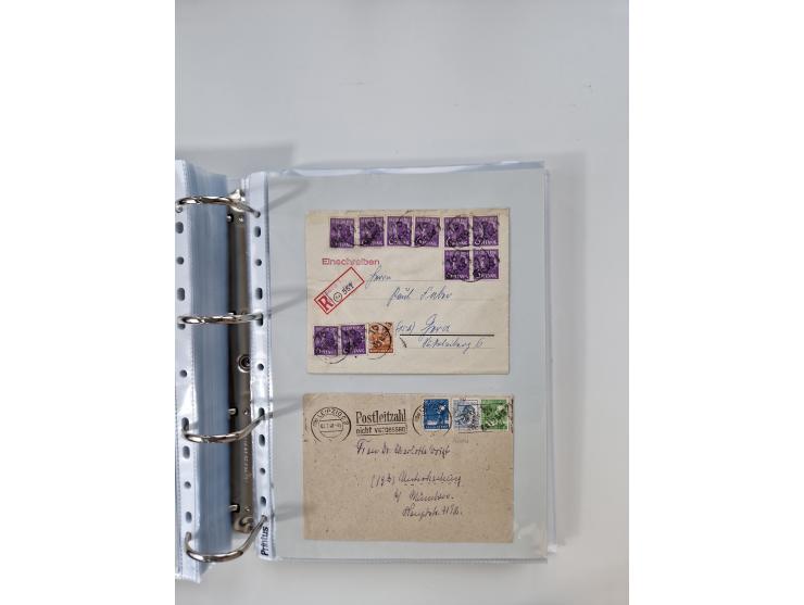 1945/49, umfangreiche Sammlung mit geschätzt 800-900 Briefen, Karten und Ganzsachen. Dabei viele R-Briefe und Satzbriefe, Bed