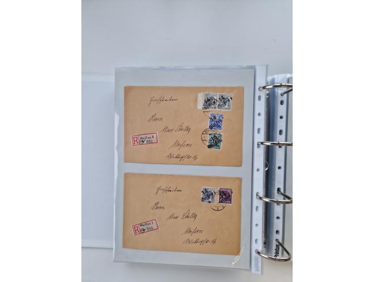 1945/49, umfangreiche Sammlung mit geschätzt 800-900 Briefen, Karten und Ganzsachen. Dabei viele R-Briefe und Satzbriefe, Bed