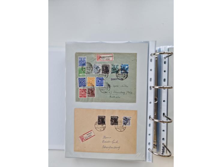 1945/49, umfangreiche Sammlung mit geschätzt 800-900 Briefen, Karten und Ganzsachen. Dabei viele R-Briefe und Satzbriefe, Bed