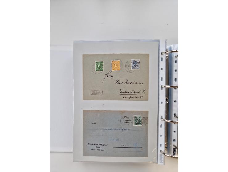 1945/49, umfangreiche Sammlung mit geschätzt 800-900 Briefen, Karten und Ganzsachen. Dabei viele R-Briefe und Satzbriefe, Bed