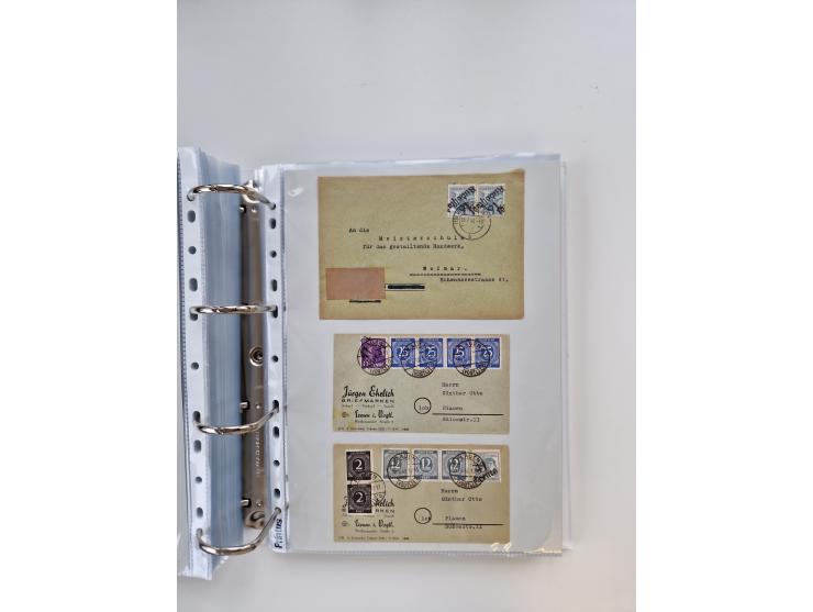 1945/49, umfangreiche Sammlung mit geschätzt 800-900 Briefen, Karten und Ganzsachen. Dabei viele R-Briefe und Satzbriefe, Bed