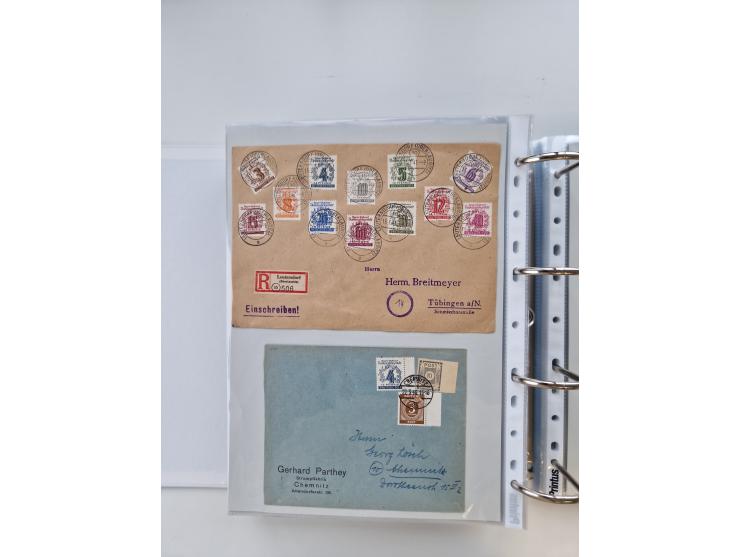1945/49, umfangreiche Sammlung mit geschätzt 800-900 Briefen, Karten und Ganzsachen. Dabei viele R-Briefe und Satzbriefe, Bed