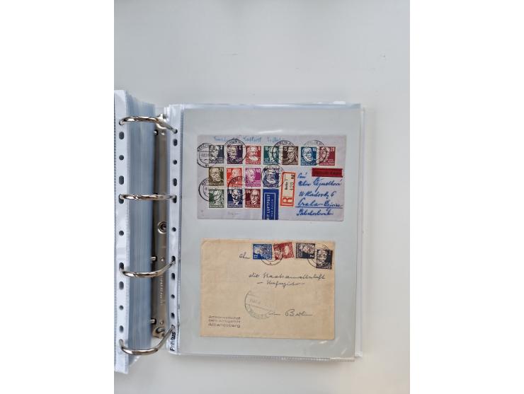 1945/49, umfangreiche Sammlung mit geschätzt 800-900 Briefen, Karten und Ganzsachen. Dabei viele R-Briefe und Satzbriefe, Bed