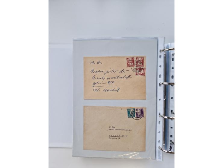 1945/49, umfangreiche Sammlung mit geschätzt 800-900 Briefen, Karten und Ganzsachen. Dabei viele R-Briefe und Satzbriefe, Bed