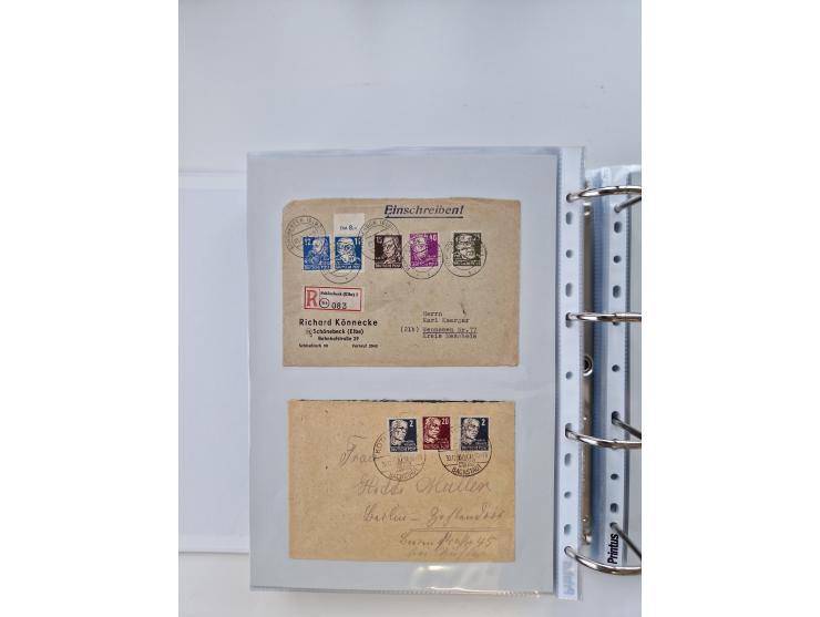 1945/49, umfangreiche Sammlung mit geschätzt 800-900 Briefen, Karten und Ganzsachen. Dabei viele R-Briefe und Satzbriefe, Bed