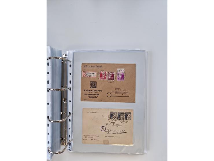 1945/49, umfangreiche Sammlung mit geschätzt 800-900 Briefen, Karten und Ganzsachen. Dabei viele R-Briefe und Satzbriefe, Bed