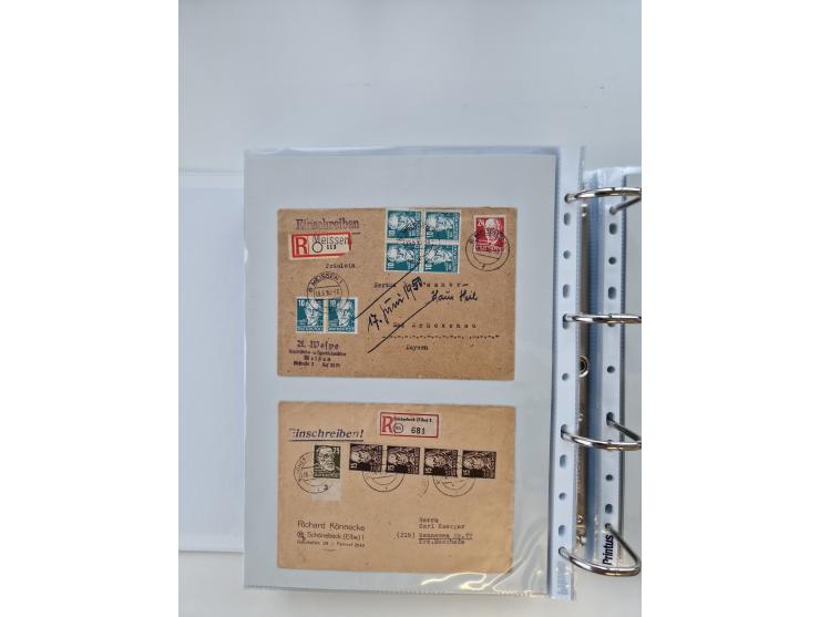 1945/49, umfangreiche Sammlung mit geschätzt 800-900 Briefen, Karten und Ganzsachen. Dabei viele R-Briefe und Satzbriefe, Bed