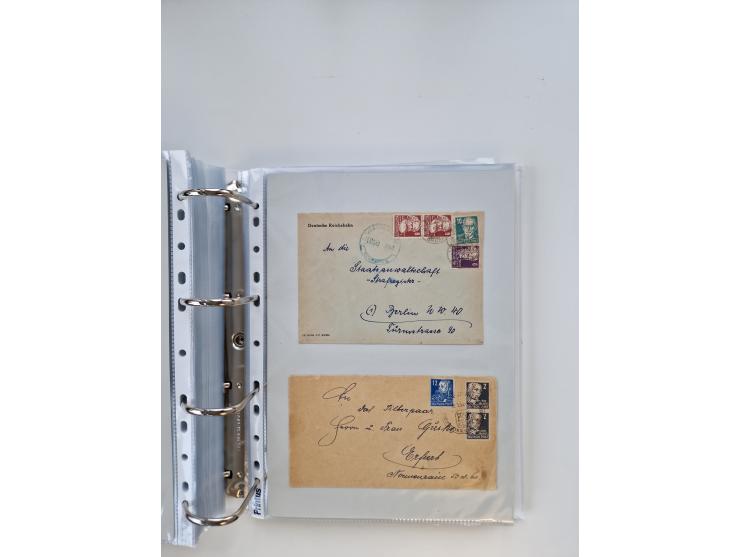 1945/49, umfangreiche Sammlung mit geschätzt 800-900 Briefen, Karten und Ganzsachen. Dabei viele R-Briefe und Satzbriefe, Bed
